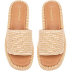 Monrovia Platform Sandals Women Raffia Espadrille Slides, Woven Straw Flatform Beach Sandals Women, Slip On Summer Vacation Shoes, Comfortable Casual Daily Wear