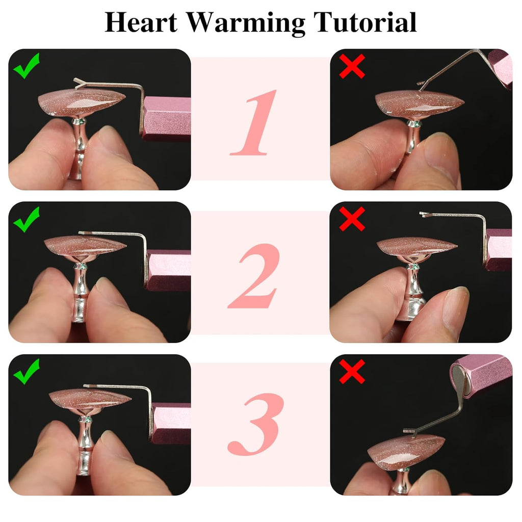 Heart Cat Eye Nail Magnet Tool,4 Pcs Professional Stainless Steel Heart Cat Eye Nail Magnet for Nails for Cat Eye Gel Nail Polish,Suitable for Personal DIY, Nail Studio or Nail Salon