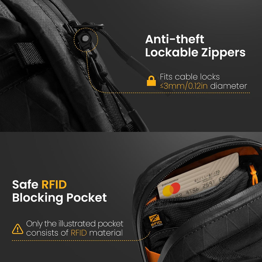 Tomtoc Aviator-T37 Travel Crossbody Sling Bag With Rfid Blocking, Holds Passports With Anti-Theft Lockable Zippers