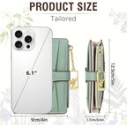 Wallets for Women- RFID Blocking- Soft PU Leather Bifold Coin Zipper Pocket Purse-Small flower wallet Credit Card Holder with ID Window (Green)