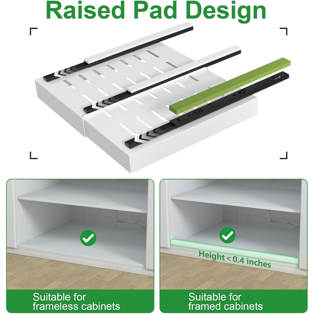 Paketa 4 Pack Expandable Pull Out Cabinet Organizer, 21'' Deep Pull Out Drawers For Cabinets,Upgrade 3 Slide Rails Sliding Drawer For Kitchen Cabinet Organizer With Adhesive Nano Film (White)