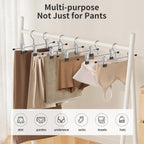 Pants Hangers With Clips: 10Pack Skirt Hangers For Women Metal Adjustable Trouser Hangers For Jeans Shorts Dress - Black