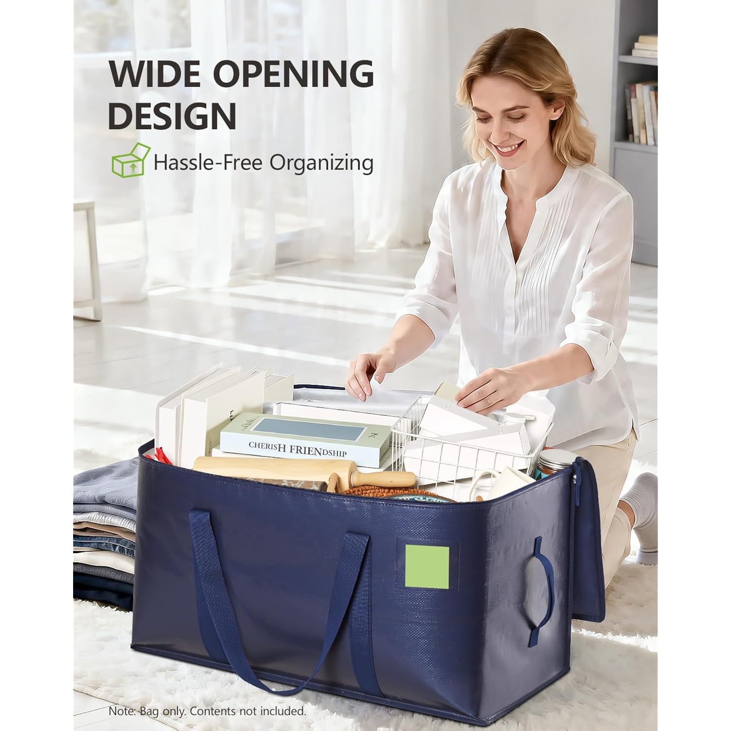 Heavy Duty Moving Bags Extra Large, Premium Storage Bags With Durable Zippers, Reinforced Handles, Moving Supplies For Clothes, Bedding, College Dorm Essentials, 8 Pack Blue