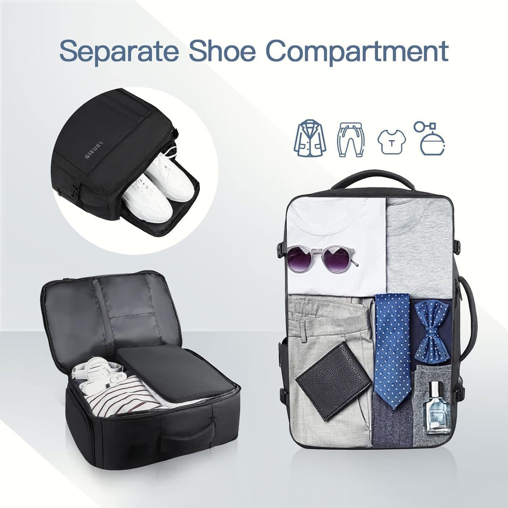 Tsa Flight Approved Laptop Backpack, 50L Expandable Carry On Backpack