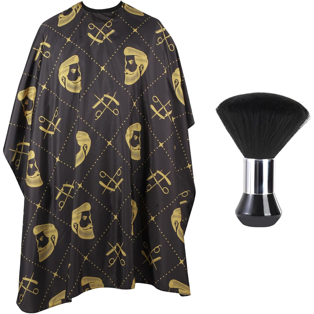 Professional Hair Cutting Cape With Neck Duster Brush, Waterproof Salon Barber Cape With Snaps, Barber Accessories (Hair Cutting Scissors And Men)