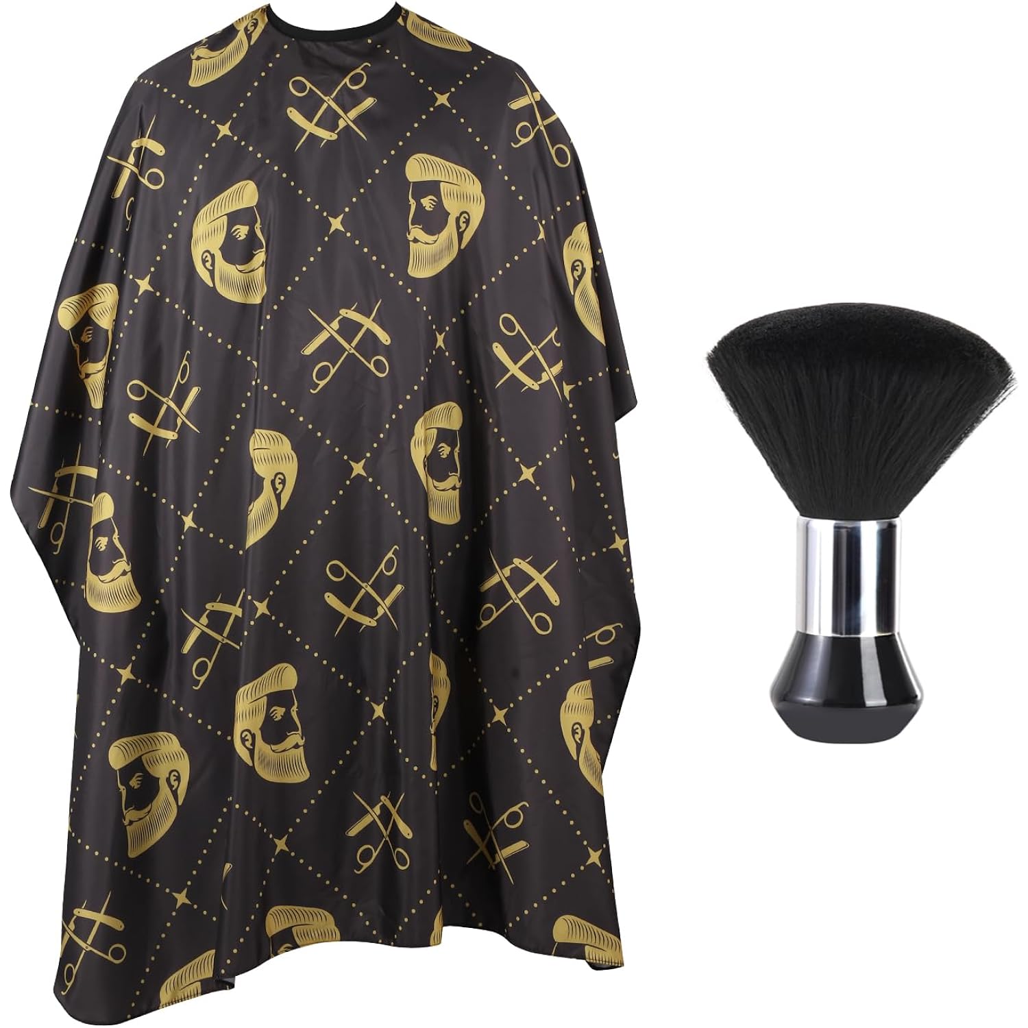 Professional Hair Cutting Cape With Neck Duster Brush, Waterproof Salon Barber Cape With Snaps, Barber Accessories (Hair Cutting Scissors And Men)
