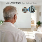 Atomic Wall Clock - Never Needs Setting, Digital Wall Clock Battery Operated With Date, Temp, Dst, Self-Setting Time, Easy To Read 8 Inch Display For Bedroom, Living Room, Home, Office