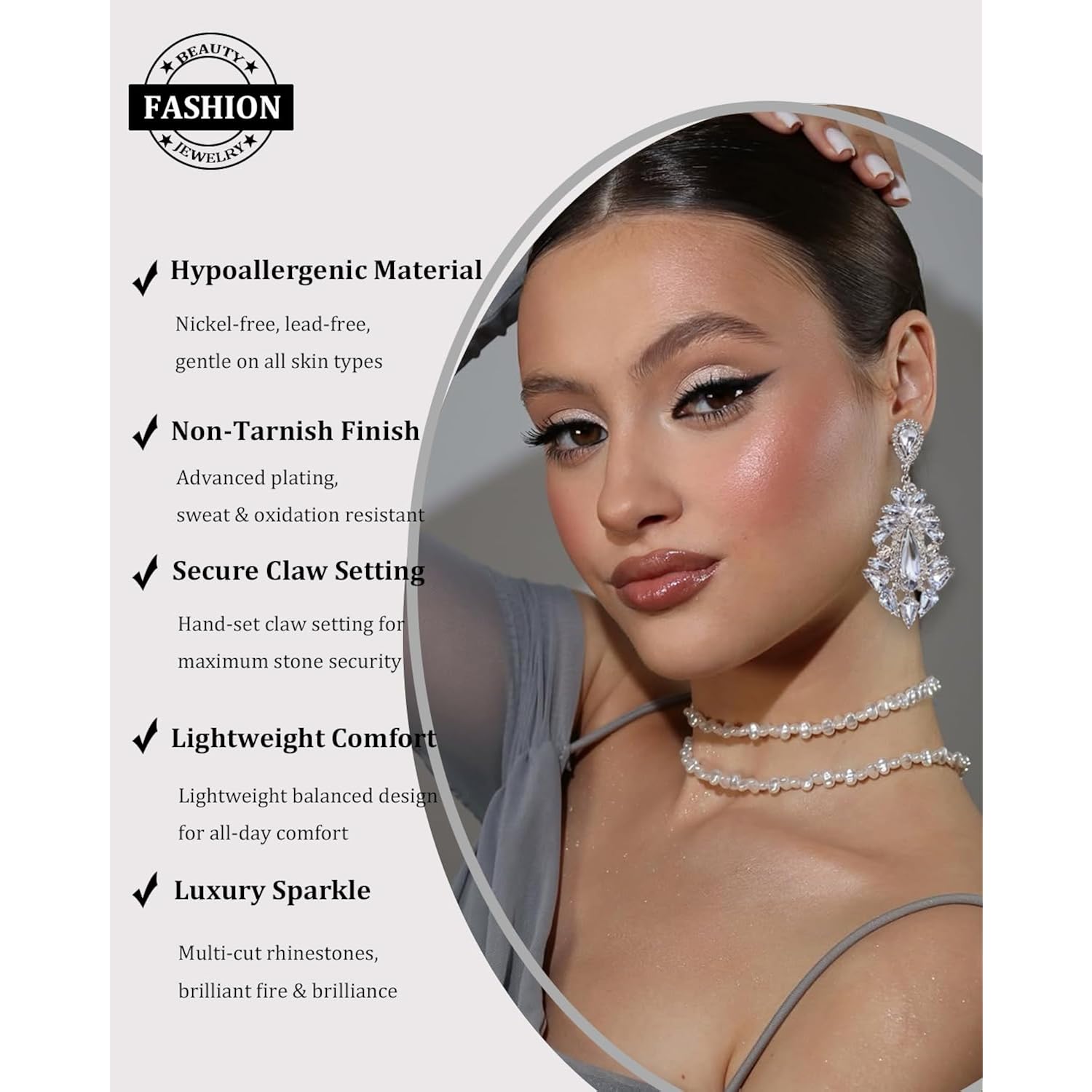 Prom Silver Chandelier Earrings for Women Dangling Hypoallergenic Large Rhinestone Drop Earrings Formal Wedding Jewelry