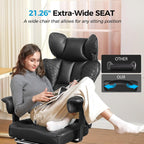 Comhoma Big And Tall Office Chair Heavy Duty Wide Ergonomic Gaming Chair With Deluxe Embossing Designed Leather With Foot Rest,150°Reclining Adjustable Armrests Pocket Spring Back Support And Pillow