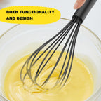 Silicone Whisk Set 8" 10" Kitchen Whisk Kitchen Wisk Wire Whisks For Cooking, Whisking, Blending, Beating, Stirring-Black