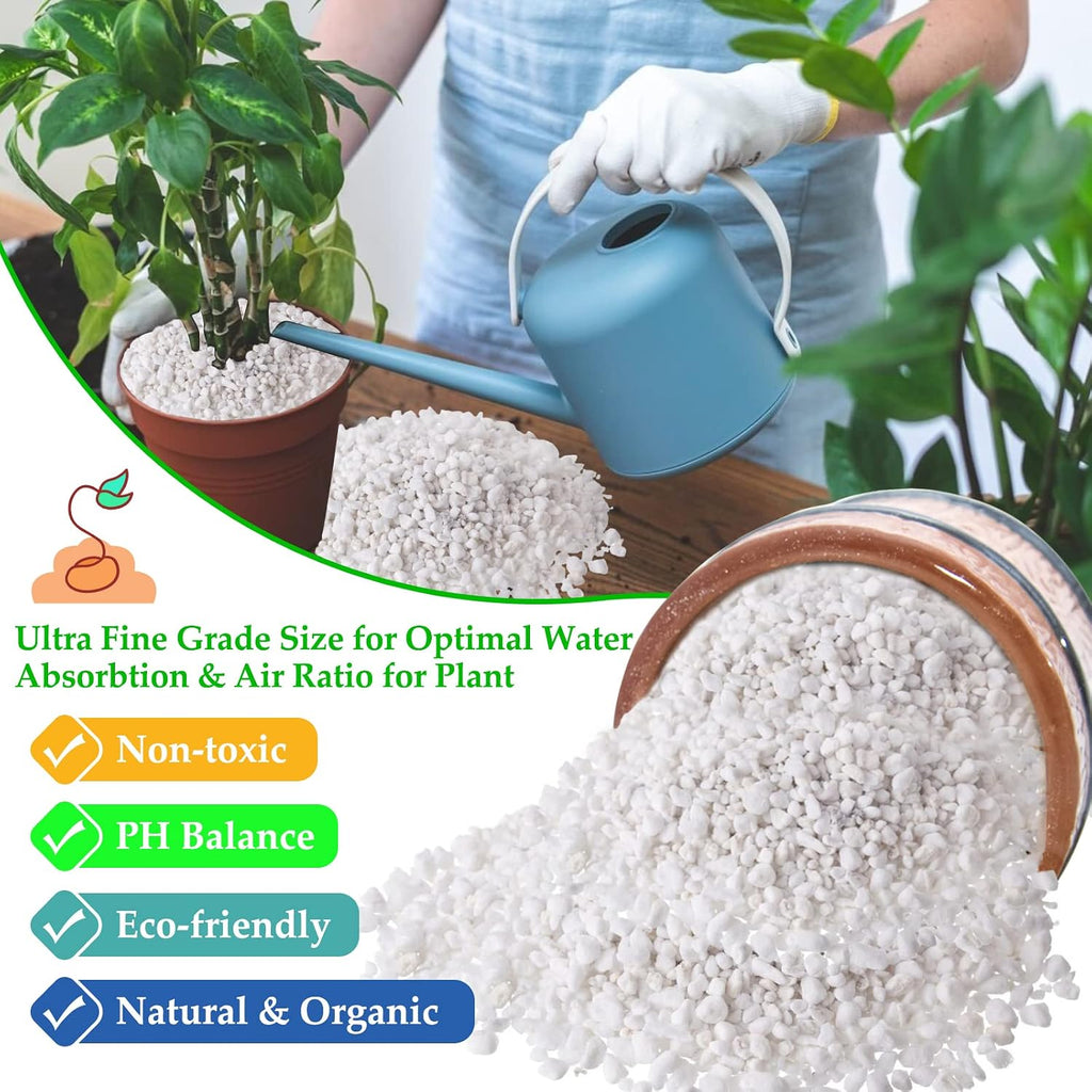 4 Quarts Organic Horticultural Perlite For Plants Indoor- Natural Horticultural Soil Additive Conditioner Mix For Improves Drainage, Ventilation And Root Growth