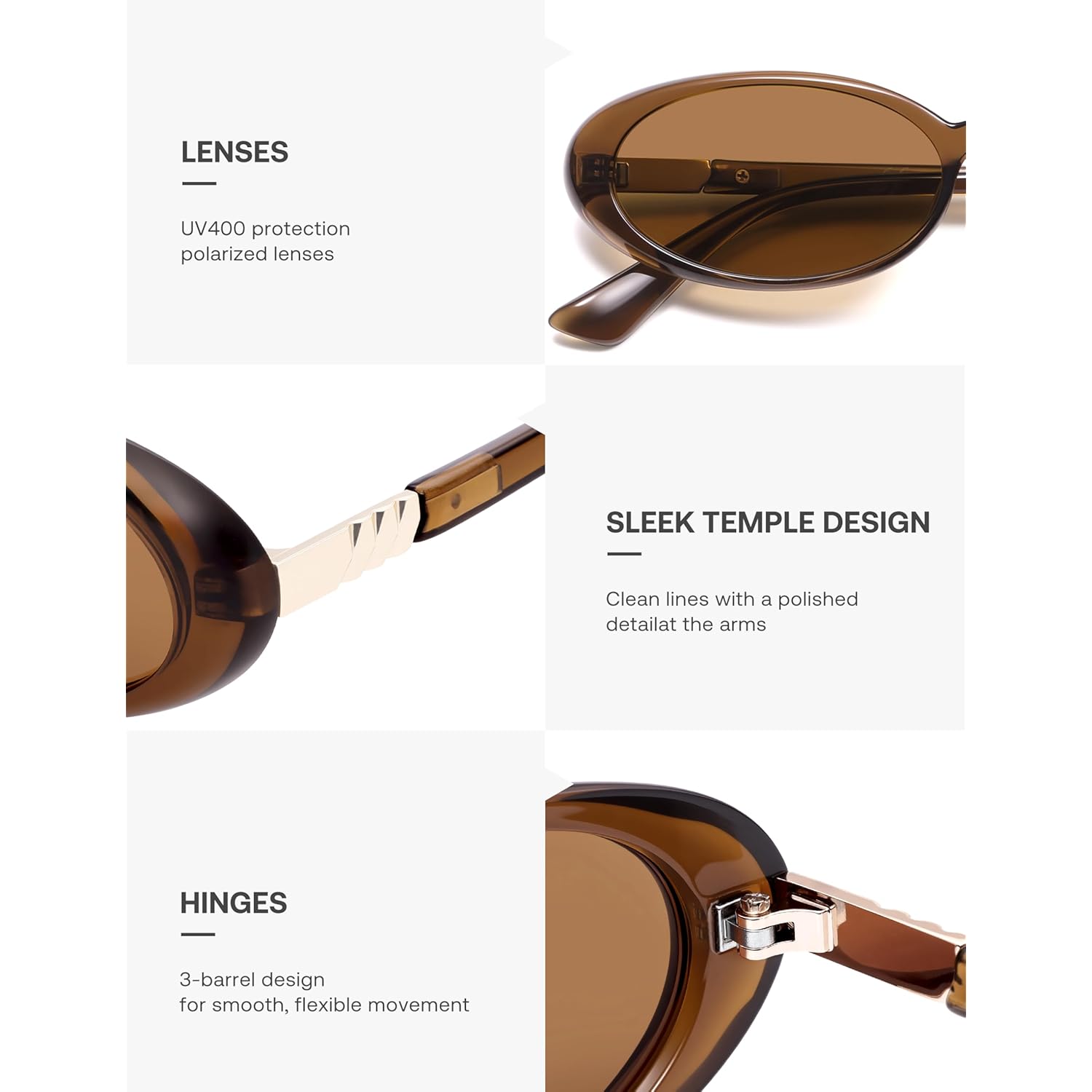 SOJOS Polarized Oval Sunglasses for Women, Chic 90s Vintage, UV400 Lightweight Retro Frame Sunnies SJ2676