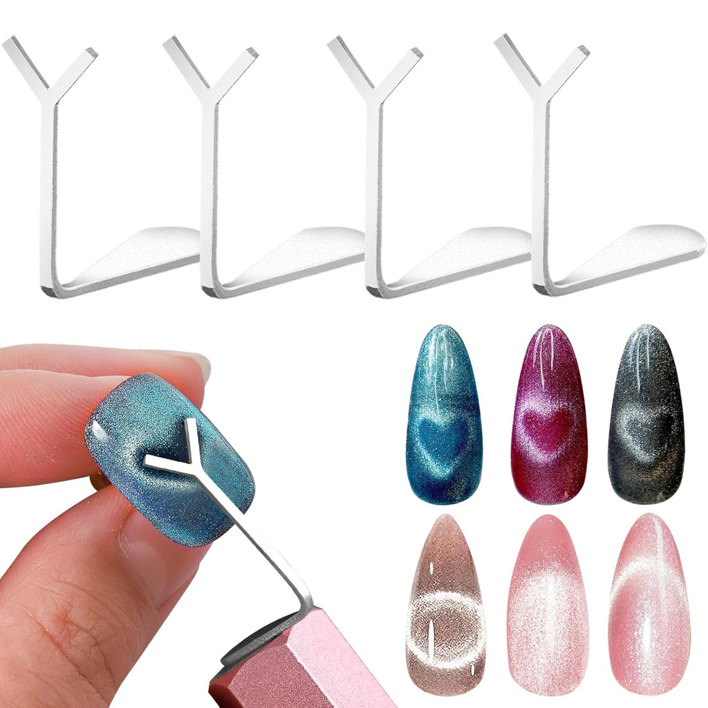 Heart Cat Eye Nail Magnet Tool,4 Pcs Professional Stainless Steel Heart Cat Eye Nail Magnet for Nails for Cat Eye Gel Nail Polish,Suitable for Personal DIY, Nail Studio or Nail Salon
