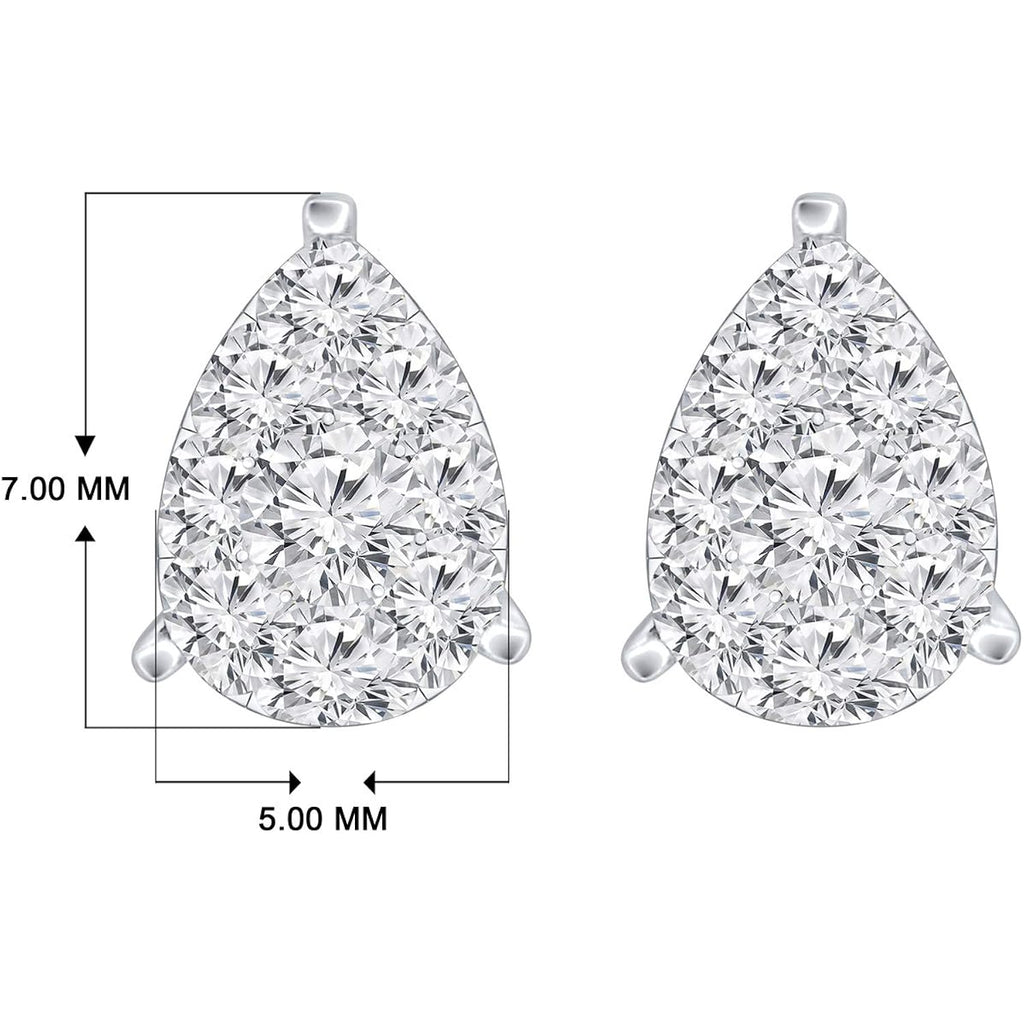 Diamond Wish 14k Gold Teardrop Pear Shape Pave Cluster Diamond Stud Earrings (1/5 to 9/10 cttw, O.White, I2-I3)