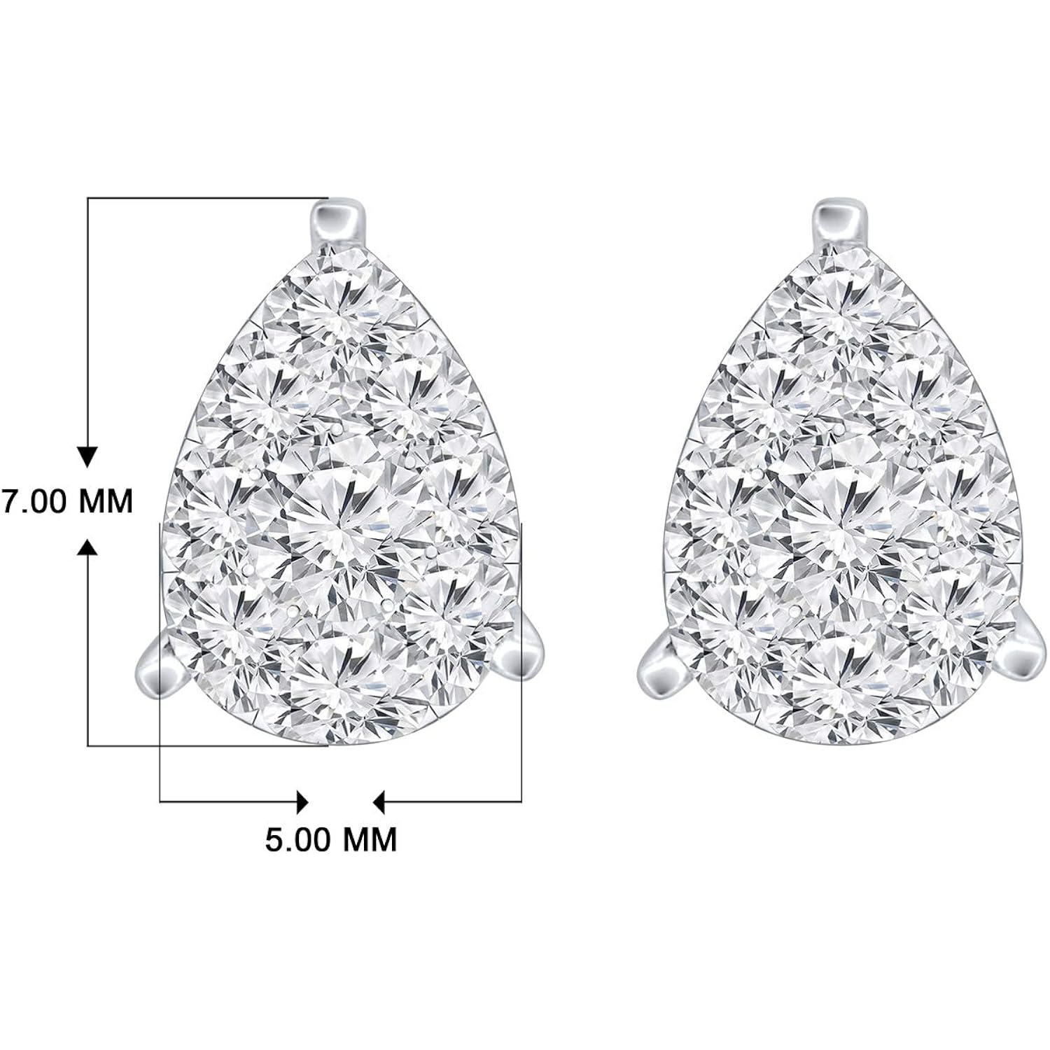 Diamond Wish 14k Gold Teardrop Pear Shape Pave Cluster Diamond Stud Earrings (1/5 to 9/10 cttw, O.White, I2-I3)