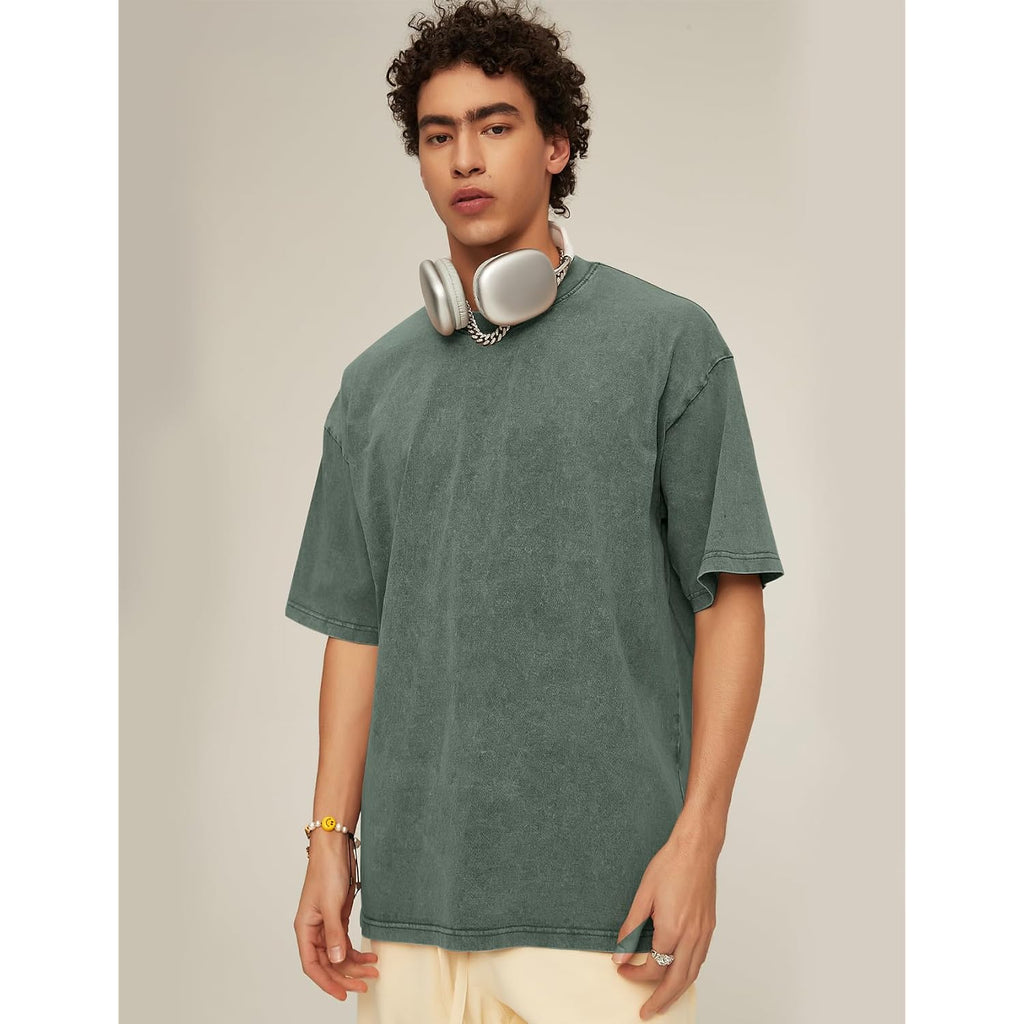 Flygo 3 Pack Men Oversized T Shirts Acid Washed Unisex Tee Loose Fit Short Sleeve Casual Streetwear Baggy Basic Tops