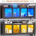 Sedeta L Shaped Gaming Desk With Drawers, L Shaped Computer Desk With Hutch And Storage Shelves, Gaming Desk With Pegboard, Led Lights, And Power Outlet, Home Office Desk, Corner Desk, Black