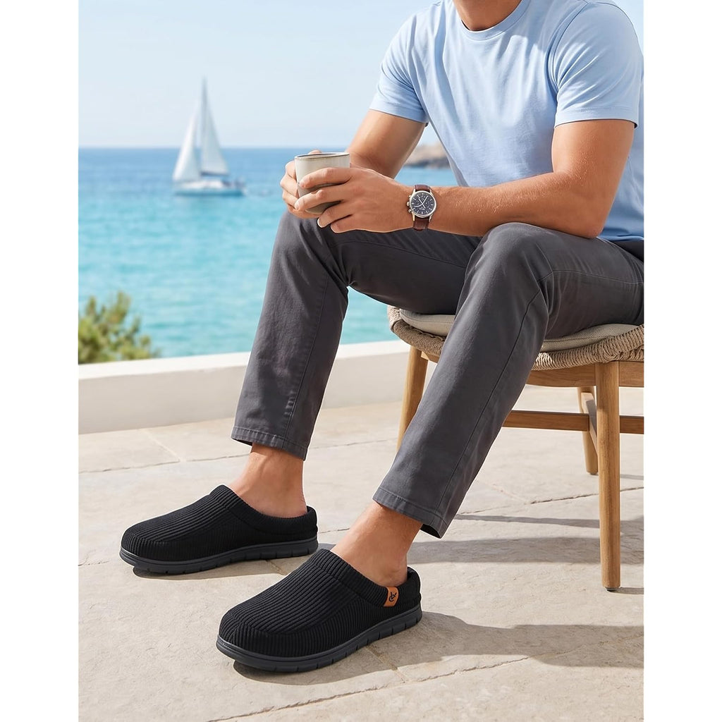 Veracosy Men'S Memory Foam Slippers Comfy Durable Moccasin House Shoes