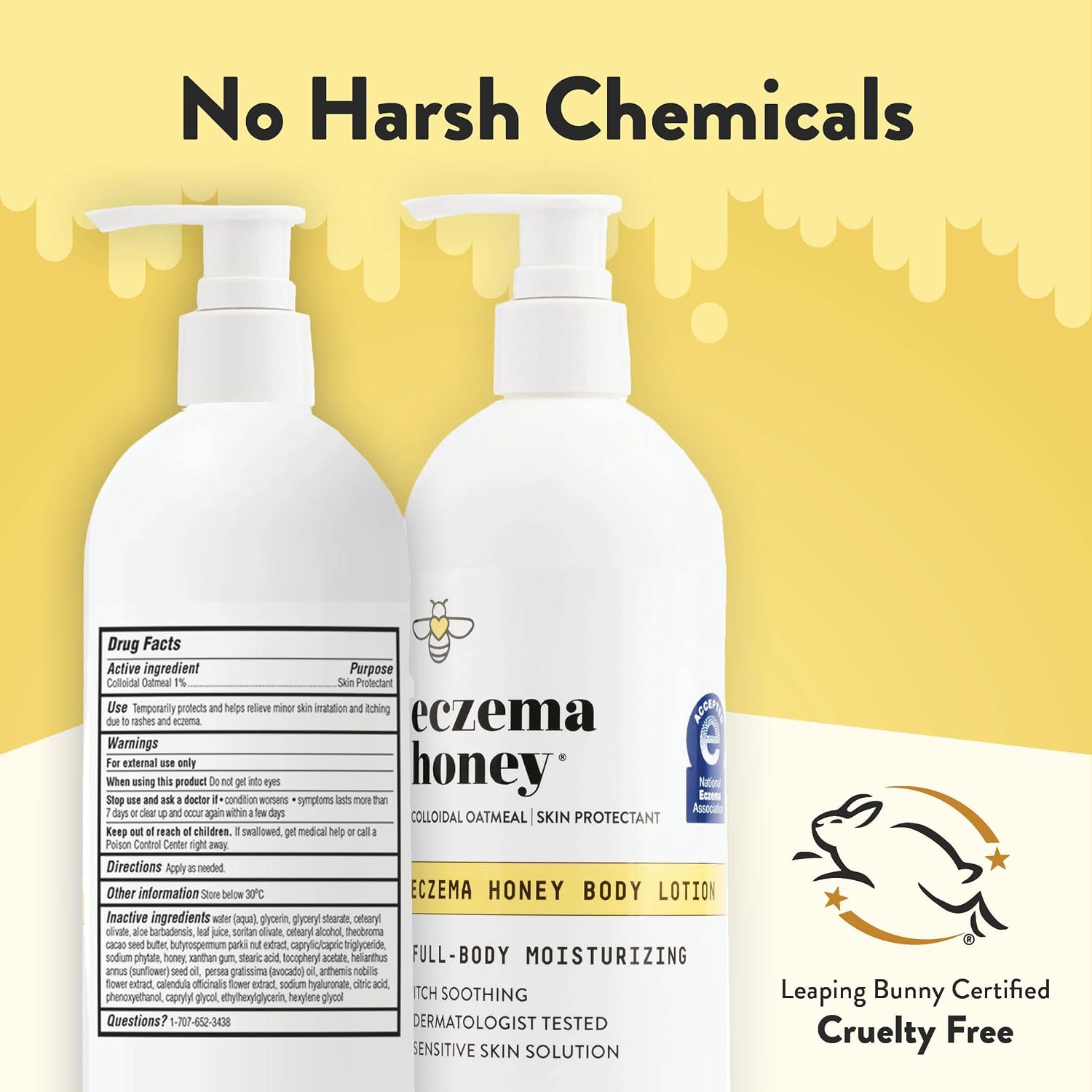 Eczema Honey Oatmeal Body Lotion - Hand & Body Cream For Eczema Relief - Natural Dry Skin Repair (16 Oz)