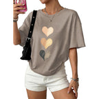 WIHOLL Oversized Tshirts for Women Summer Crew Neck Short Sleeve Graphic Tees Casual Loose Fit Workout Tops 2026 Heart Shaped Print