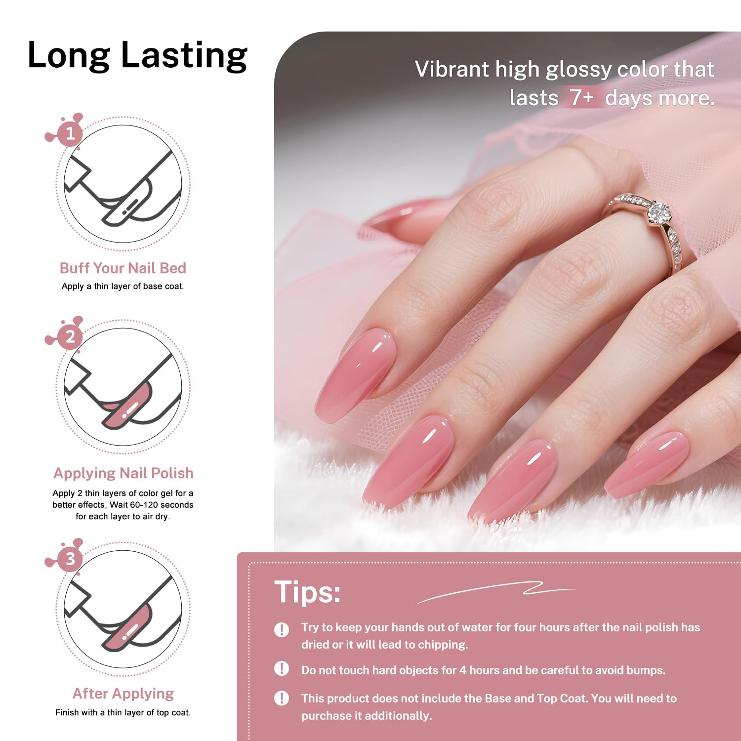 OpenLive 16.5ml Dusty Rose Nail Polish Large Volume Quick Drying Light Pink Nail Polish, Fast Drying and Long Lasting Color Nail Art DIY Home Manicure Gift for Women