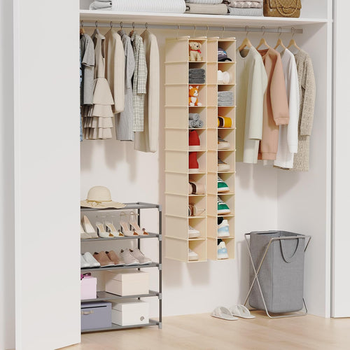 10-Shelf Hanging Shoe Shelf Organizer, Hanging Shoe Storage For Closet (Beige)