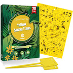 Gideal 20-Pack Dual-Sided Yellow Sticky Traps For Flying Plant Insect Such As Fungus Gnats, Whiteflies, Aphids, Leafminers,Thrips - (6X8 Inches, Included 20Pcs Twist Ties)