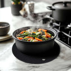 Silicone Trivet Mats,Heat Resistant Pot Holders, Multipurpose Non-Slip Hot Pads For Kitchen Potholders, Hot Dishers, Jar Opener, Spoon Holder, Food Grade Silicone(Black Size Round 7''X7'')