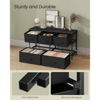 SONGMICS Dresser for Bedroom, Chest of Drawers, Steel, MDF, 5 Non-Woven Fabric Drawers, Storage Organizer Unit, Closet, Entryway, Ink Black and Ebony Black ULGS322B01S