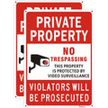 (2 Pack) Large No Trespassing Signs Private Property, Violators Will Be Prosecuted,14"X10".04" Aluminum Reflective Metal Sign,Weather Resistant, Waterproof, Durable Ink, Easy To Mount