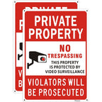 (2 Pack) Large No Trespassing Signs Private Property, Violators Will Be Prosecuted,14"X10".04" Aluminum Reflective Metal Sign,Weather Resistant, Waterproof, Durable Ink, Easy To Mount