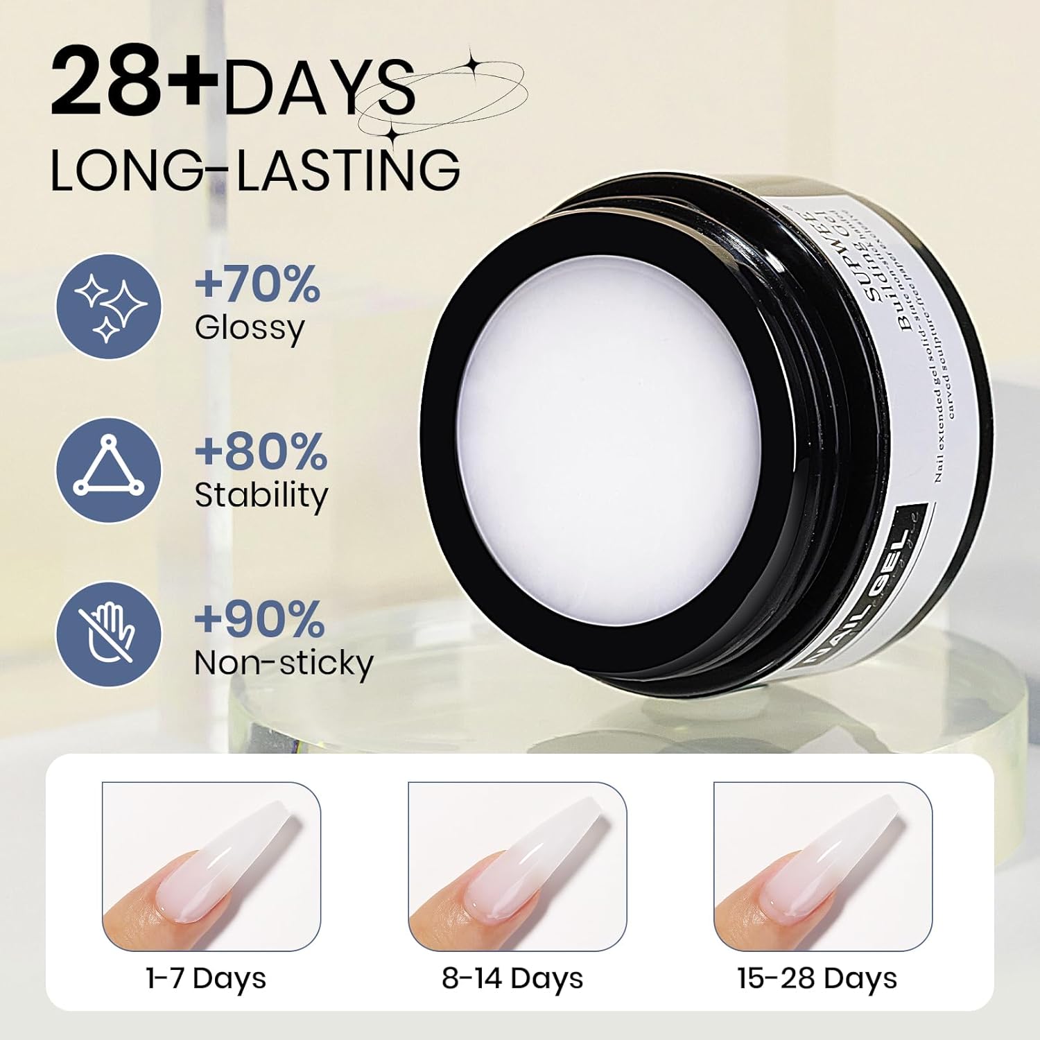Solid Sculpture Builder Gel, 3D Nail Gel Milky White Non-Stick Hand Nail Extension Gel for Carving Patterns Decoration Nail Art Emboss Hard Gel for Nails Mnicure DIY at Home 14g(0.49 oz)