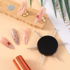 Nail Dotting Tool, 6-in-1 Metal Dotting Tool Nail Art, Circular Nail Design Dotting Pen, Ergonomic Dotting Disc for Manicure Embossing, Tracing, Painting - Black, 1pcs