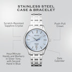 Seiko Srp53- Presage Collection - Patterned Stone Blue Dial - Stainless Steel Wrist Band, Sapphire Crystal Display - Water-Resistant 30M