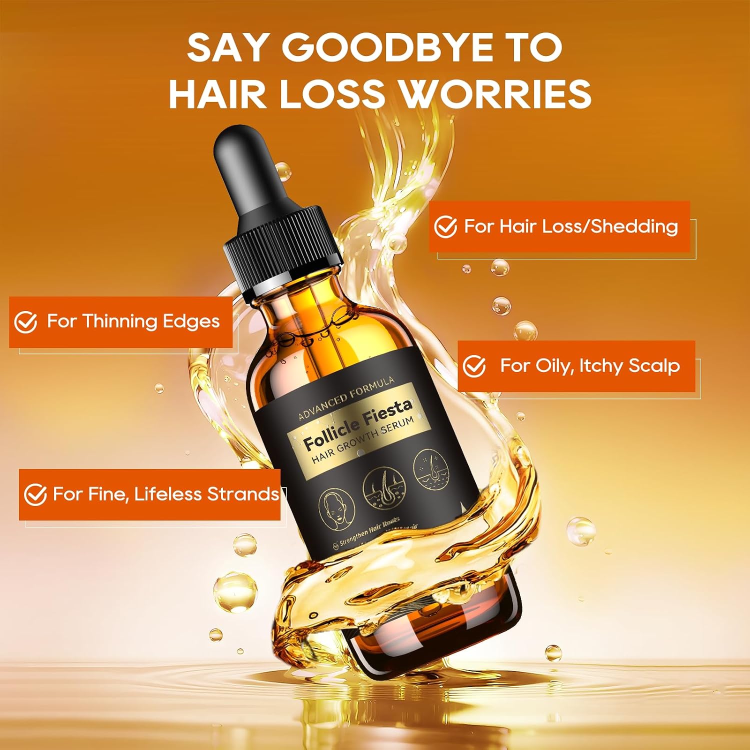 Women‘S Hair Growth Serum Oil, 100% Natural Herbal Extracts, Root Revive Visibly Thickening Fuller Hair, Follicle Stimulator Scalp Serum For Hair Loss/Shedding,Thin, Dry & Damaged Treatment