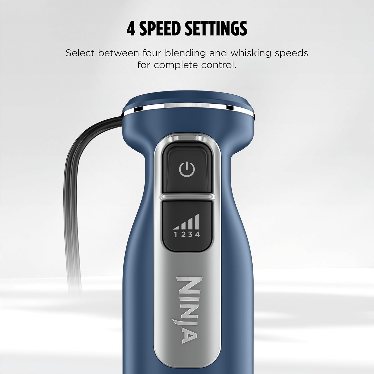 Ninja Immersion Blender And Whisk, Hand Stick Blender, 4 Speeds, With Splattershield And Panprotect, 4-Cup Blending Vessel, Dishwasher Safe, 5-Ft Cord, Ergonomic, Deep Navy, Ci201Nd