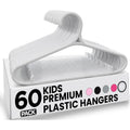 Utopia Home Kids Hangers 60 Pack - 11 Inch Plastic Baby Hangers For Closet - Childrens Hanger For Clothes & Infant Hanger For Closet - Non-Slip Shoulder Grooves, Strap Hooks & Pants Bar (White)