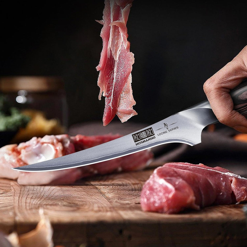 HOSHANHO Fillet Knife 7 Inch, Super Sharp Boning Knife in High Carbon Stainless Steel, Professional Japanese Fish Knives for Meat Poultry Cutting