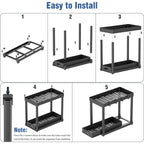 2 Pack Pull-Out Storage Organizers, Under Sink Organizer and Storage for Bathroom & Kitchen,Multi-Purpose Under Cabinet Organizers and storage Black
