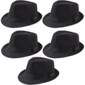 5 Pack Short Brim Fedora Classic Summer Beach Sun Hat Panama Cap for Men Women 5pack-black