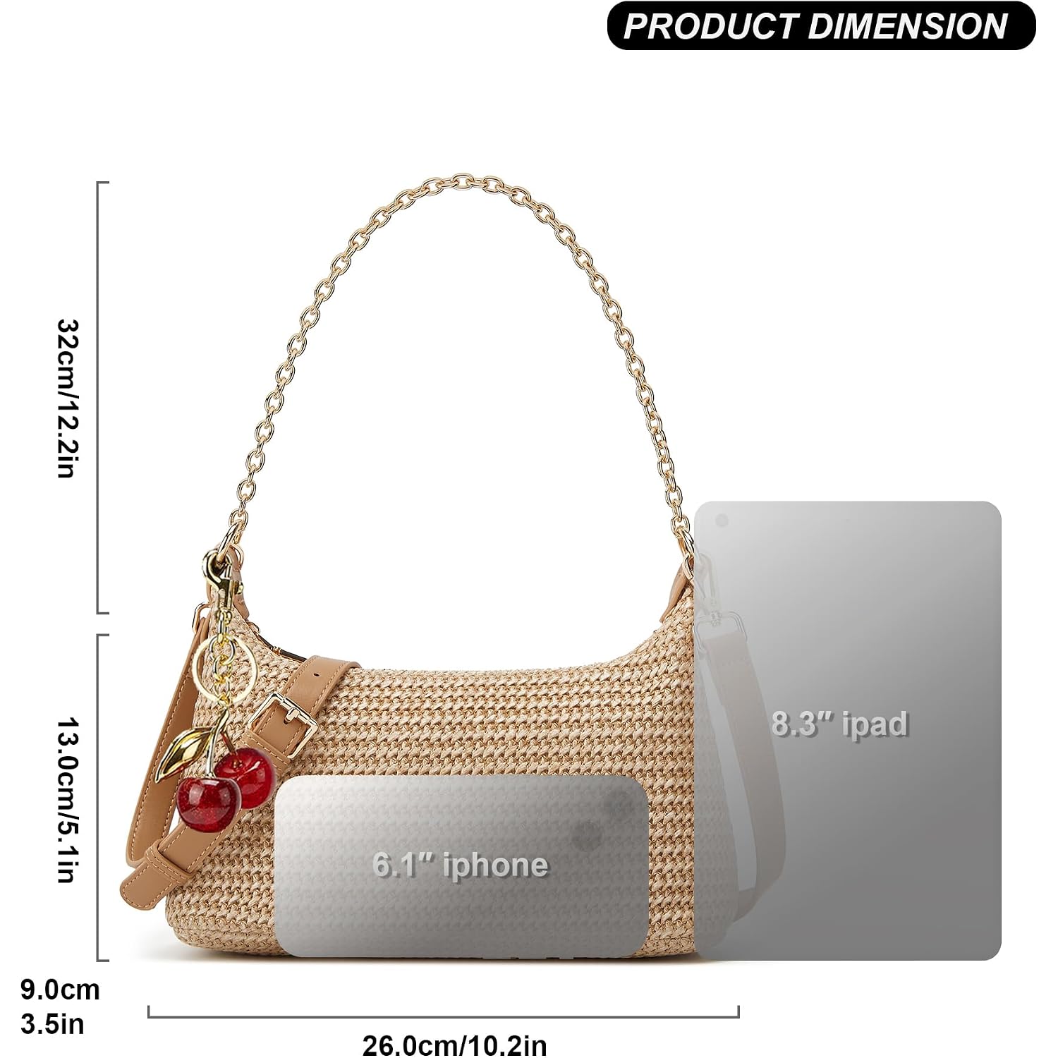 Women'S Straw Woven Shoulder Bag Beach Purse Summer Vacation Tote Handbag