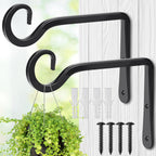 Plant Hangers Outdoor, 2 Pack 6 Inch Plant Hooks For Wall Hanging Plants | Metal Hanging Plant Bracket. Holds Up To 44 Lbs. For Hanging Plants, Bird Feeder, Flower Basket, Wind Chimes, Indoor Outdoor