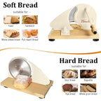Brvclon Manual Bread Slicer for Homemade Sourdough,Adjustable Thickness,Hand Crank Bread Slicer with Stainless Steel Blade, Aluminum Alloy Frame & Solid Wood Base with Natural Wood Veneer Finish