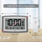 Atomic Clock With Outdoor And Indoor Temperature - 12.5 Inch Self-Setting Digital Clock Large Display, Battery Operated Wall Clocks Or Desk Clocks For Bedroom, Livingroom, Office