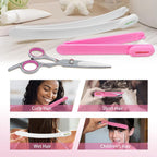 Professional Hair Cutting Scissors Kit For Women & Kids - 3-Piece Hair Cutting Tools, Stylist Barber Scissors For Bangs, Layers, Split Ends - Home Haircut Kit (Pink)