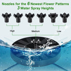 Solar Fountain Pump With Spray Height Adjustment, Upgrade Glass Solar Bird Bath Fountains With 6 Nozzles, Outdoor Solar Water Fountain Pump For Bird Bath, Garden, Pool, Pond