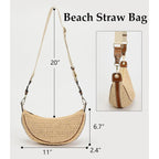 Straw Crossbody Bags for Women Beach Woven Hobo Handbag Summer Chic Crescent Shoulder Purses with Adjustable Strap 2026 | Breathable material