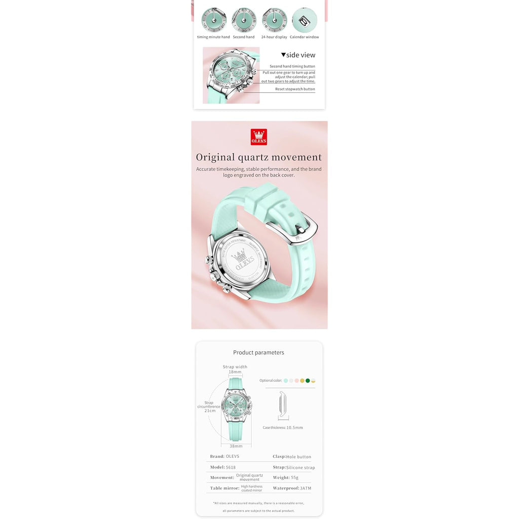 OLEVS Luxury Diamond Small Female Watches - Stainless Steel Bracelet, Waterproof Business Dress Analog Luminous Date Ladies Watches