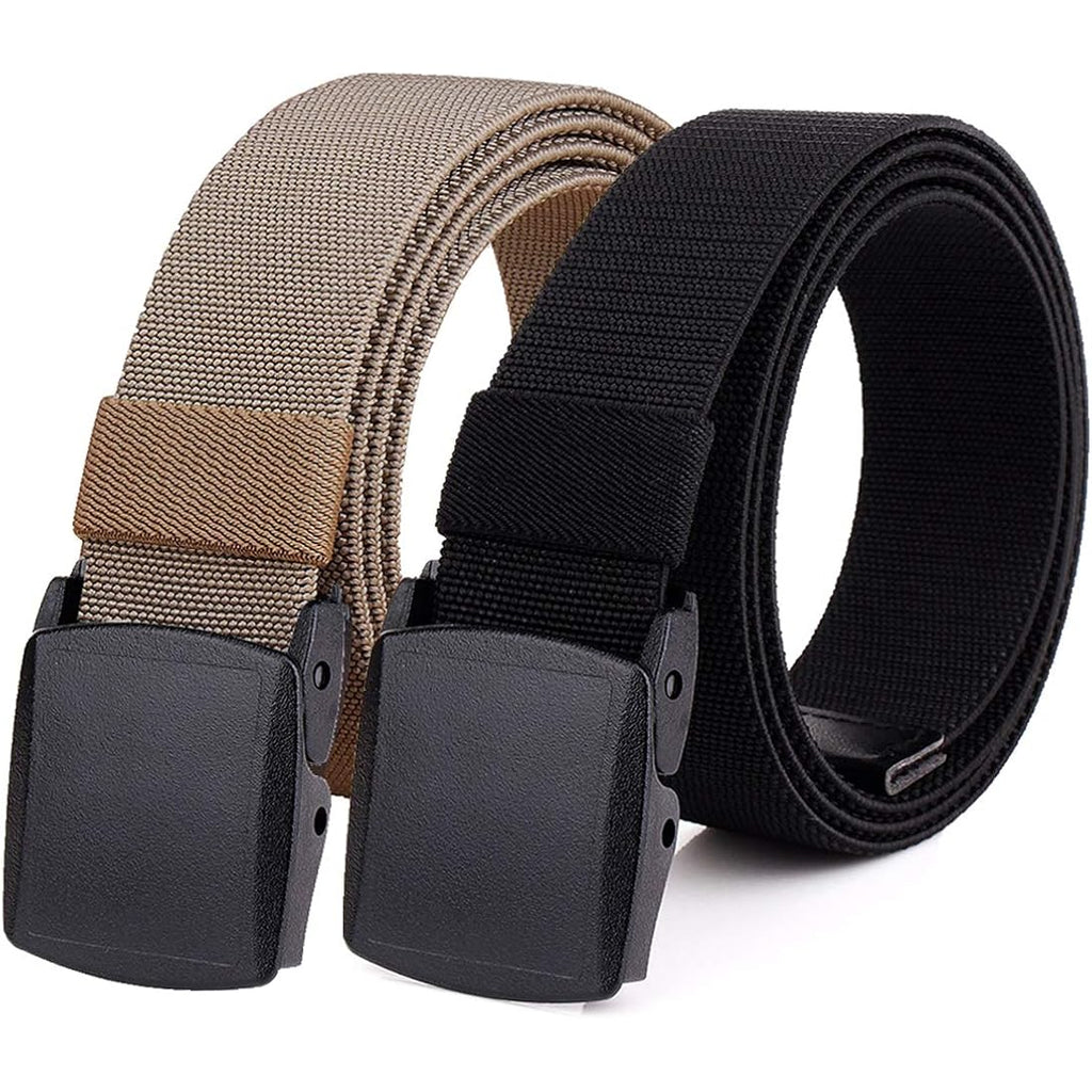 2-Pack Elastic Stretch Belt, Men’S All Size No Metal Nylon Tactical Hiking Belt