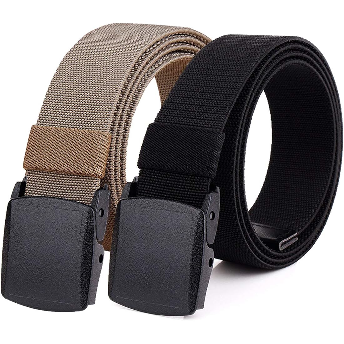 2-Pack Elastic Stretch Belt, Men’S All Size No Metal Nylon Tactical Hiking Belt